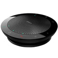 Black jabra speak 510 wireless bluetooth speaker with circular design and tactile buttons for microsoft skype calls