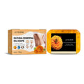 Orange rectangular bar of Jaysuing body soap skin tightening herbal with black label featuring orange flower design