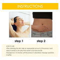 Two-step illustration guide for applying jaysuing body soap skin tightening herbal bar with black label on abdomen and waist