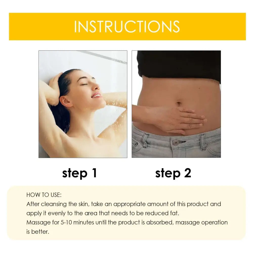 Two-step illustration guide for applying jaysuing body soap skin tightening herbal bar with black label on abdomen and waist