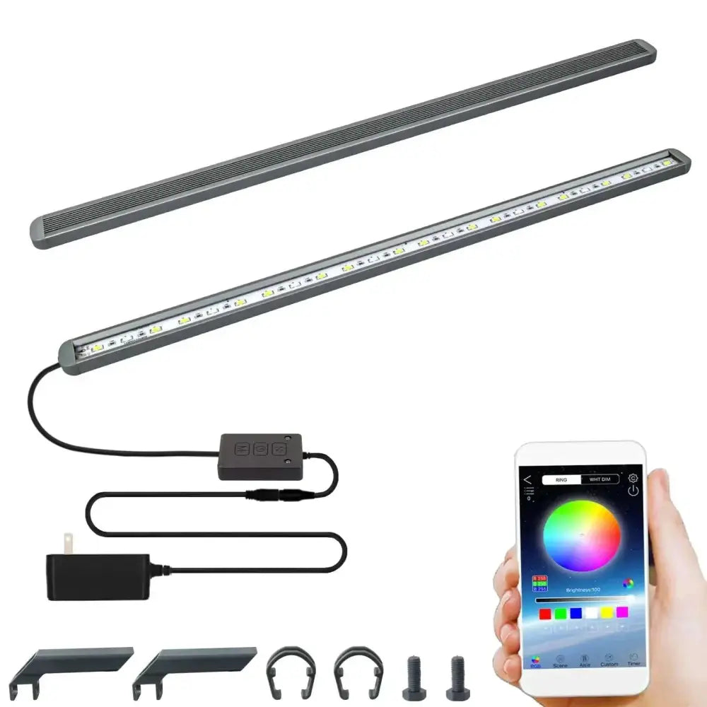 Gray led light strip with ribbed design and integrated circuit board for jenklight smart aquarium 47 to 51 inch fish tank