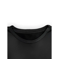 Black ribbed crew neck sweater featuring an oversized sweatshirt design with girl print round neck detail