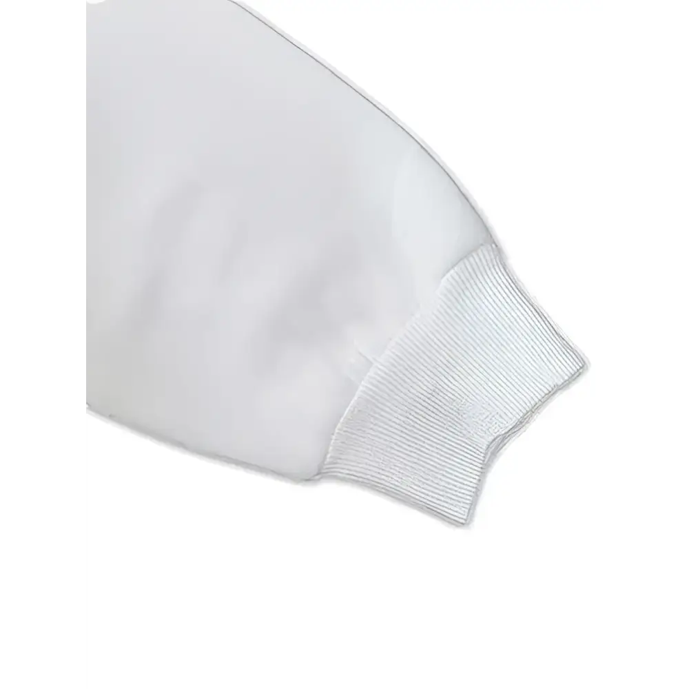 White cotton oversized sweatshirt sleeve with ribbed cuffs from girl print round neck crew neck style