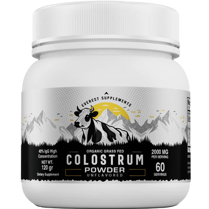 Organic Colostrum Powder for Gut Health - 40% IgG 100% Pure Grass Fed Powder for Hair Growth Beauty and Immune Easy to Mix High Concentration Unflavored (60 Servings) - Royalessencelux