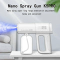 White nano disinfection gun k5 pro electric sanitizer sprayer with transparent liquid reservoir and ergonomic grip