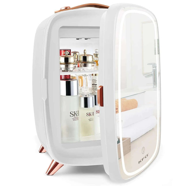 KFO Skincare Fridge Mini Fridge Skincare Mini Fridge6 Liter/8 Cans 3 LED Mirror Light ModeSkin Care Fridge Mini Skincare FridgeCosmetic Fridge Mini Fridge For Bedroom For Makeup Storage (White) - Royalessencelux