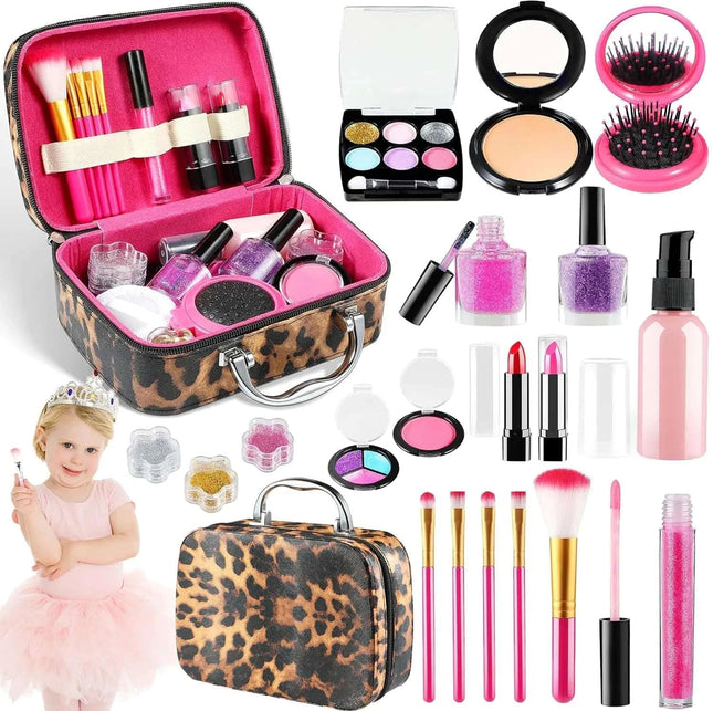 Kids Makeup Kit for Girls Washable Makeup Set Toy 23PCS Real Makeup Set Safe & Non - Toxic Little Girls Makeup Kit Pretend Makeup for Kids Girls Toddlers Age 3 4 5 6 7 8 9 10 11 12 Year Old - Royalessencelux