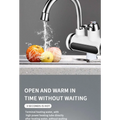 White and black kitchen electric water heater faucet with sleek modern design and digital display showing temperature