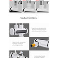 White and black kitchen electric water heater with digital display showing temperature metal fittings and comfortable handle