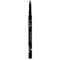 Black precision brow eyeliner pencil with fine tip and gold accent band from kokie cosmetics precision brow ash blonde collection