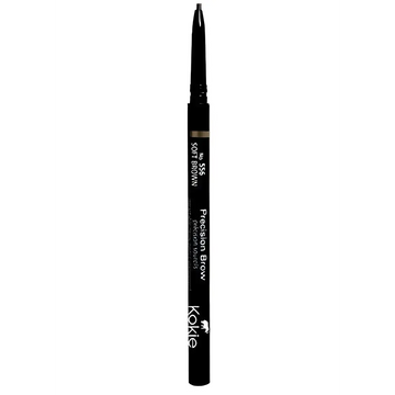 Black precision brow eyeliner pencil with fine tip and gold accent band from kokie cosmetics precision brow ash blonde collection