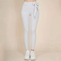 Light gray high waisted bow yoga pants in korean fashion high style made for nude sports yoga activities