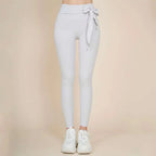 Light gray high waisted bow yoga pants in korean fashion high style made for nude sports yoga activities