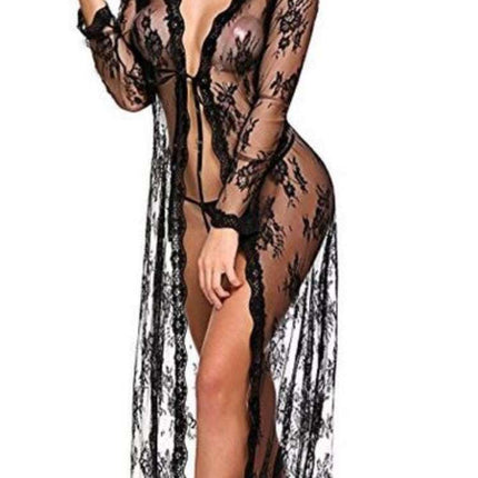 Lace bathrobe lace dress sexy large size pajamas - Royalessencelux