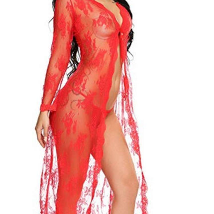 Lace bathrobe lace dress sexy large size pajamas - Royalessencelux