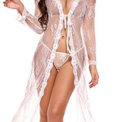 Lace bathrobe lace dress sexy large size pajamas - Royalessencelux