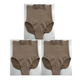 Three beige lace high waisted seamless waist pants with gathered waistband in a triangle seamless bodysuit style