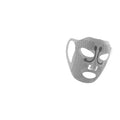 Silver metallic electric facial massage mask with intricate swirling lace circular patterns etched on its surface