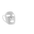 White facial massage mask with intricate swirling lace patterns and cut-out eyes nose and mouth for electric facial massage