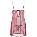 Sheer red lace sling long plus size nightdress featuring delicate floral patterns and thin spaghetti straps