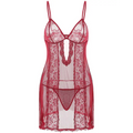 Red lace sling long skirt plus size nightdress with delicate floral patterns and thin spaghetti straps