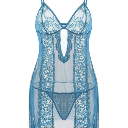 Lace Sling Long Skirt See - through Plus Size Nightdress Panties - Royalessencelux