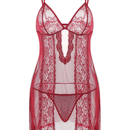 Lace Sling Long Skirt See - through Plus Size Nightdress Panties - Royalessencelux