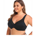 Black lace steel ring plus size gold trim bra with smooth supportive design for comfortable wear