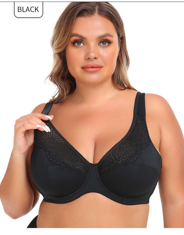 Lace Steel Ring Plus Size Women's Bra - Royalessencelux