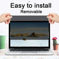 Black easy-to-install and removable laptop privacy screen protector with waterproof matte film for secure viewing