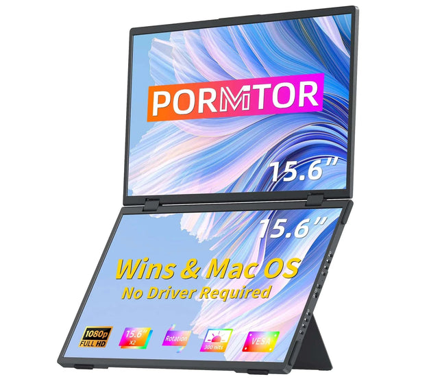 Laptop Screen Extender15.6" Dual Monitors (Wins/Mac) Folding Stacked Portable Dual Monitor USB C Travel Extended Computer Display with Triple Portable Monitor for Laptop PC Windows Mac - Royalessencelux