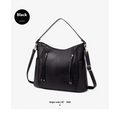 Black faux leather large capacity luxury women leather hobo bag with tassel details and adjustable shoulder strap