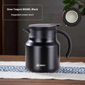 Black 800ml stew teapot with matte finish and ceramic liner featuring gianxi logo in stainless steel large tea water separation carafe
