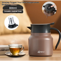 Brown ceramic-coated stainless steel large tea water separation carafe with black lid handle and digital temperature display