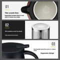 Large capacity black ceramic tea water separation carafe with stainless steel large mesh infuser and ergonomic handle