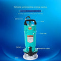 Teal-colored large flow agricultural industrial submersible pump with black handle, base, waterproof screws, and water outlet