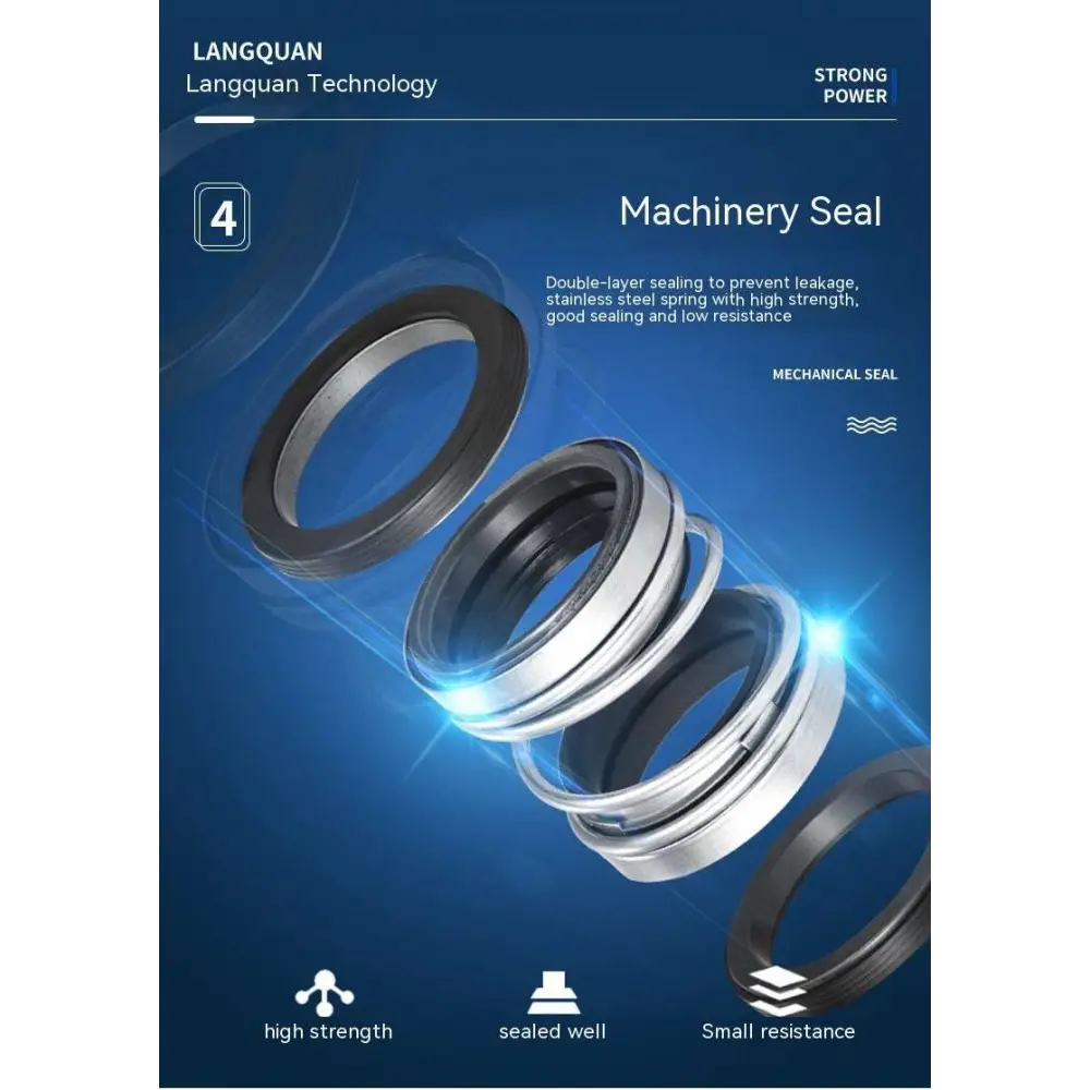 Stainless steel and black rubber machinery seal with double-layer design for teal-colored large flow agricultural industrial submersible pump