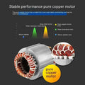 A cylindrical pure copper motor with metallic silver housing and red coils for a teal-colored large flow industrial submersible pump