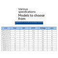A technical specification chart listing models of teal-colored large flow agricultural industrial submersible pumps with key parameters