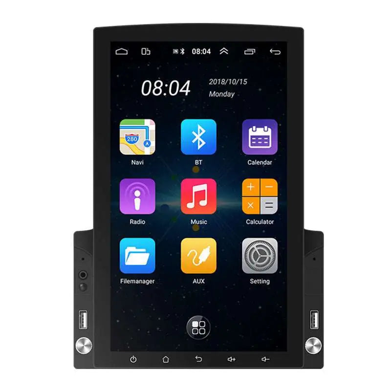 Black 10.2-inch large screen vehicle video player navigator with touchscreen display and multiple connectivity ports
