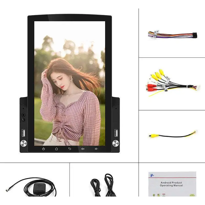 Black 10.1-inch android car stereo with touchscreen display and usb ports large screen vehicle video player navigator