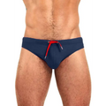 Large size navy swim briefs with a red drawstring designed for comfortable and stylish swimwear