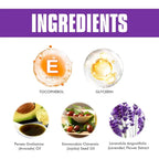 The back side of lavender body deodorant stick showing ingredients vitamin e and glycerin in aluminum free formula