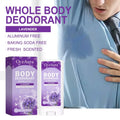 Lavender body deodorant stick with aluminum free formula in white oceaura lavender purple packaging