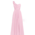 Lavender multi colored sleeveless maxi dress in delicate pink chiffon with slanted neck sleeveless and ruffled neckline detailing