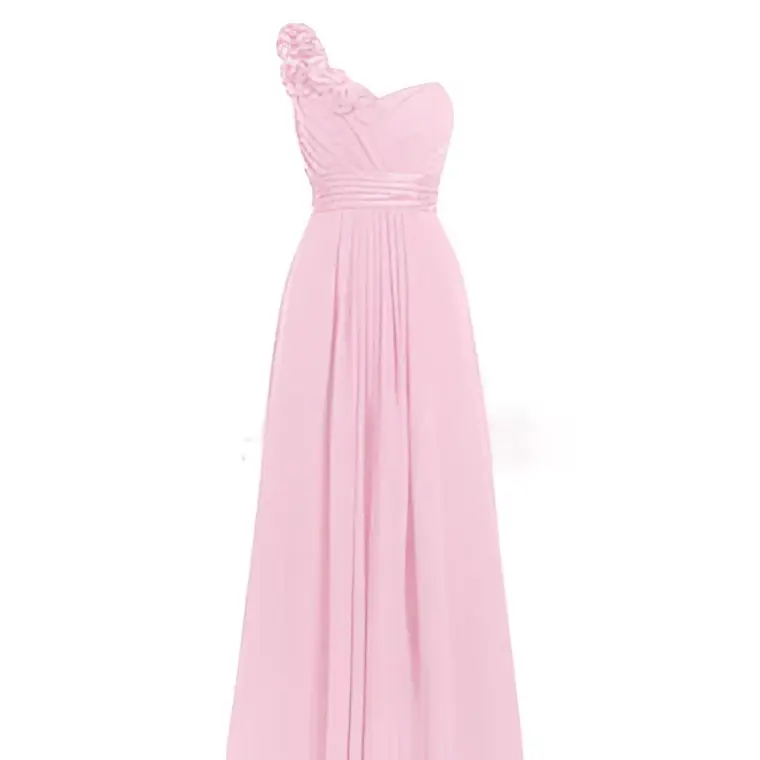 Lavender multi colored sleeveless maxi dress in delicate pink chiffon with slanted neck sleeveless and ruffled neckline detailing