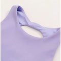 Lavender ribbed running sports bra with breathable quick dry fabric and a cutout neckline for enhanced comfort