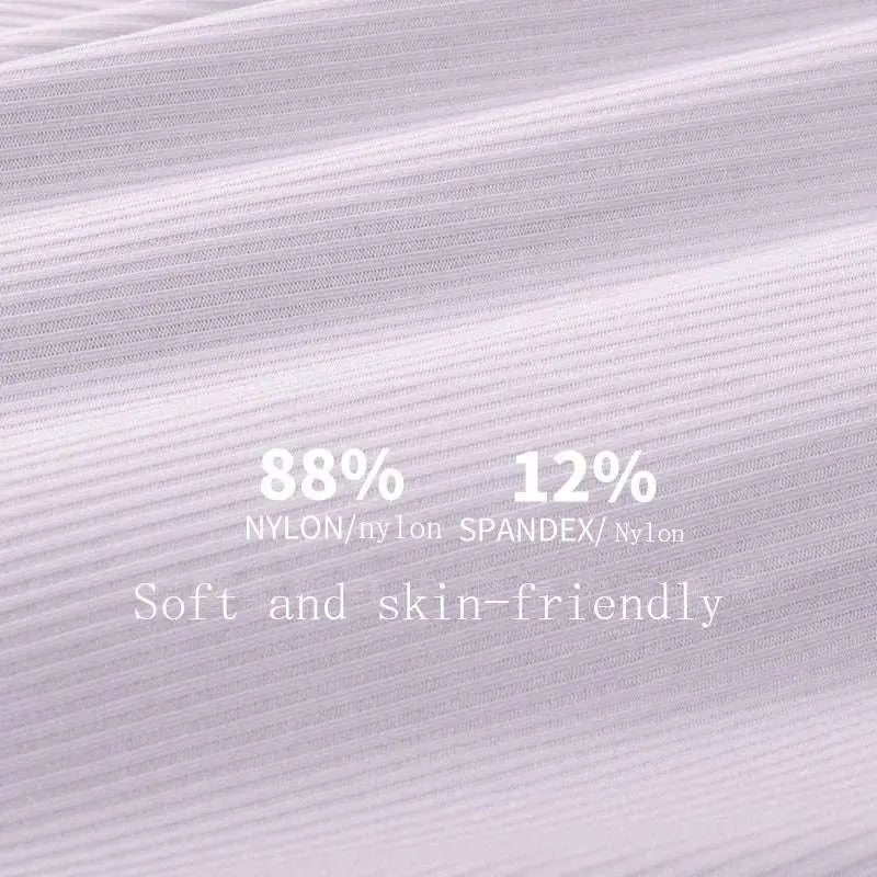 White ribbed fabric of lavender ribbed sleeveless fitness vest made of 88% nylon 12% spandex soft and skin-friendly