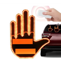 Led hand shape orange car signal lights with glowing edges and two horizontal stripes for vehicle decoration