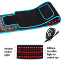 Black led infrared belt therapy device with turquoise trim and red infrared heating red diodes for skin treatment